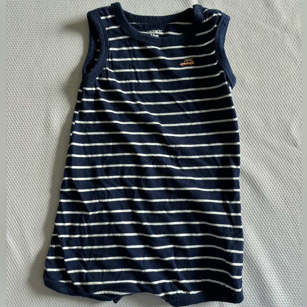 Carter's Navy and White Striped Tank Top